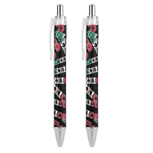 THisdownd Kugelschreiber mit Mexiko-Flaggen-Symbol, 0,5 mm, glattes Schreiben, schwarze Tinte, Schreibzubehör, für Büro, 2 Stück von THisdownd