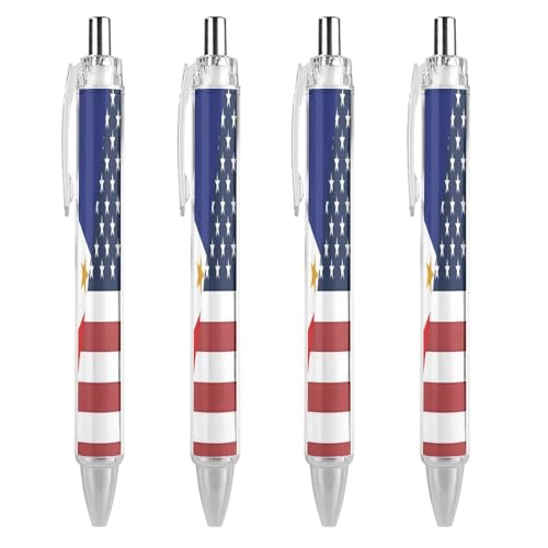 THisdownd Kugelschreiber mit US- und Philippinen-Flagge, einziehbar, 0,5 mm, glattes Schreiben, schwarze Tinte, Kugelschreiber, Notizen, Zubehör für Büro, 4 Stück THisdownd Kugelschreiber mit US- und Philippinen-Flagge, einziehbar, 0,5 mm, glattes Schreiben, schwarze Tinte, Kugelschreiber, Notizen, Zubehör für Büro, 4 Stück von THisdownd