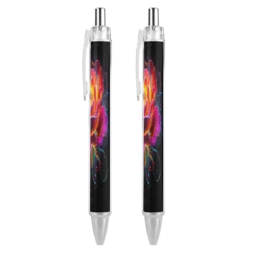 THisdownd Kugelschreiber mit leuchtenden Blütenblättern, einziehbar, 0,5 mm, glattes Schreiben, schwarze Tinte, Kugelschreiber, Notizen, Zubehör für Büro, 2 Stück THisdownd Kugelschreiber mit leuchtenden Blütenblättern, einziehbar, 0,5 mm, glattes Schreiben, schwarze Tinte, Kugelschreiber, Notizen, Zubehör für Büro, 2 Stück von THisdownd