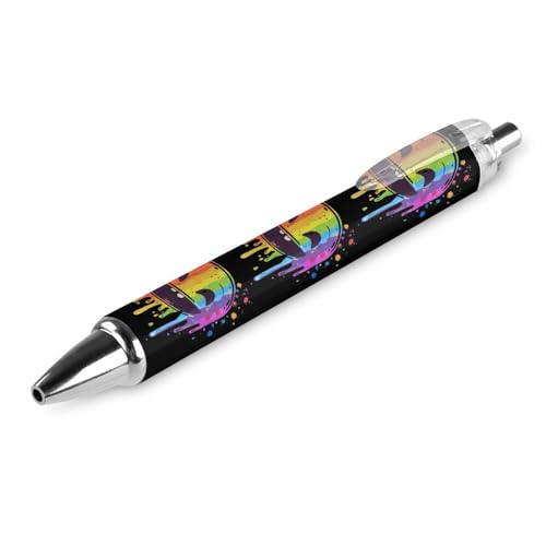 THisdownd Lustiger einziehbarer Kugelschreiber mit tropfendem Regenbogengesicht, schwarze Tinte, 0,5 mm, feine Spitze, Bürobedarf von THisdownd