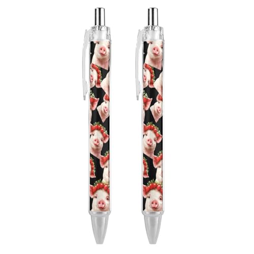 THisdownd Niedliche Schweine mit Erdbeer-Kugelschreiber, einziehbar, 0,5 mm, glattes Schreiben, schwarze Tinte, Kugelschreiber, Notizen, Zubehör für Büro, 2 Stück THisdownd Niedliche Schweine mit Erdbeer-Kugelschreiber, einziehbar, 0,5 mm, glattes Schreiben, schwarze Tinte, Kugelschreiber, Notizen, Zubehör für Büro, 2 Stück von THisdownd