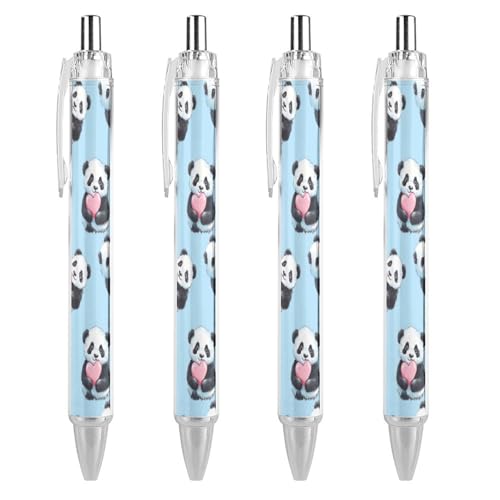 THisdownd Niedlicher Pandas mit Herz-Kugelschreiber, einziehbar, 0,5 mm, glattes Schreiben, schwarze Tinte, Kugelschreiber, Notizen, Zubehör für Büro, 4 Stück THisdownd Niedlicher Pandas mit Herz-Kugelschreiber, einziehbar, 0,5 mm, glattes Schreiben, schwarze Tinte, Kugelschreiber, Notizen, Zubehör für Büro, 4 Stück von THisdownd