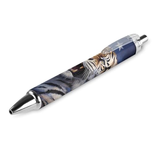 THisdownd Tiger in USA Flagge, einziehbarer Kugelschreiber, schwarze Tinte, 0,5 mm, feine Spitze, Bürobedarf THisdownd Tiger in USA Flagge, einziehbarer Kugelschreiber, schwarze Tinte, 0,5 mm, feine Spitze, Bürobedarf von THisdownd