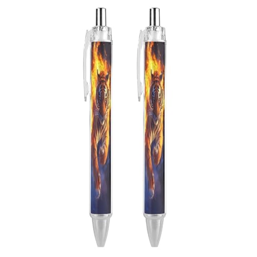 THisdownd Tigers in Flame & Ice Kugelschreiber, einziehbar, 0,5 mm, glattes Schreiben, schwarze Tinte, Kugelschreiber, Notizen, Zubehör für Büro, 2 Stück THisdownd Tigers in Flame & Ice Kugelschreiber, einziehbar, 0,5 mm, glattes Schreiben, schwarze Tinte, Kugelschreiber, Notizen, Zubehör für Büro, 2 Stück von THisdownd