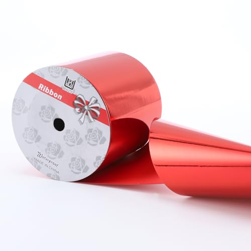 Glänzendes, wasserdichtes Band, Ringelband für Geschenke, Pakete, Basteln, Rot, 10,2 cm x 45,7 m Glänzendes, wasserdichtes Band, Ringelband für Geschenke, Pakete, Basteln, Rot, 10,2 cm x 45,7 m von TIADYBOW