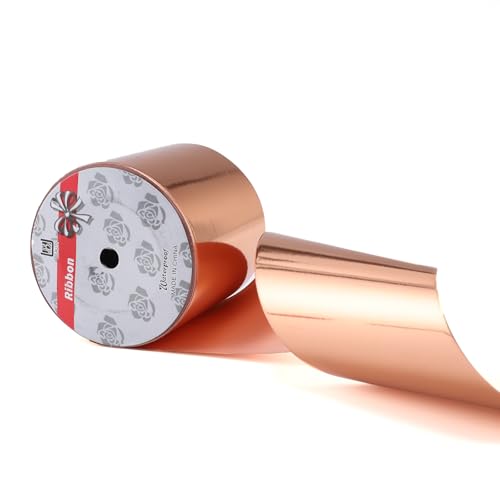 Glänzendes, wasserdichtes Band, Ringelband für Geschenke, Pakete, Basteln, Rotgold, 10,2 cm x 45,7 m Glänzendes, wasserdichtes Band, Ringelband für Geschenke, Pakete, Basteln, Rotgold, 10,2 cm x 45,7 m von TIADYBOW