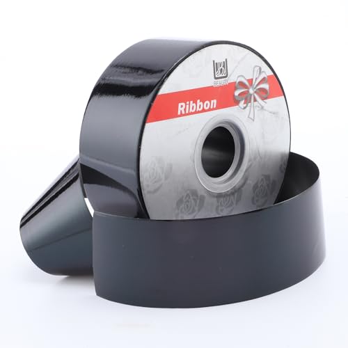 Glänzendes, wasserdichtes Band, Ringelband für Geschenke, Pakete, Basteln, Schwarz, 5,1 cm x 91,4 m Glänzendes, wasserdichtes Band, Ringelband für Geschenke, Pakete, Basteln, Schwarz, 5,1 cm x 91,4 m von TIADYBOW