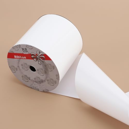 Glänzendes, wasserdichtes Band, Ringelband für Geschenke, Pakete, Basteln, Weiß, 10,2 cm x 45,7 m Glänzendes, wasserdichtes Band, Ringelband für Geschenke, Pakete, Basteln, Weiß, 10,2 cm x 45,7 m von TIADYBOW
