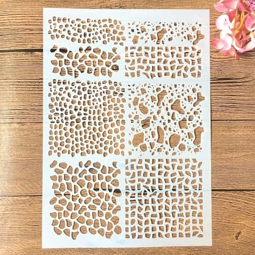 TIAMECH Wiederverwendbare Camouflage-Schablone zum Malen, Graffiti-Gitter, Netz-Schichtschablone, DIY-Wandkunst, Holzmöbel, Scrapbook und Handwerk (21,1 x 29,7 cm) von TIAMECH