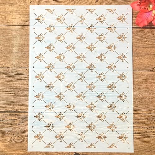 TIAMECH Wiederverwendbare kleine Symbol-Linien-Schablone zum Malen, Gitterstruktur, Layering-Vorlage, DIY-Wandkunst, Holzmöbel, Scrapbook und Handwerk (21,1 x 29,7 cm) von TIAMECH
