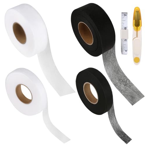TIANCONGYUN 4 Stück Saumband zum Aufbügeln, 20mm/40mm mit Maßband und Schere, Weiß und Schwarz Textilklebeband, Saumband Selbstklebend, Bügelband zum Kürzen von Gardinen TIANCONGYUN 4 Stück Saumband zum Aufbügeln, 20mm/40mm mit Maßband und Schere, Weiß und Schwarz Textilklebeband, Saumband Selbstklebend, Bügelband zum Kürzen von Gardinen von TIANCONGYUN