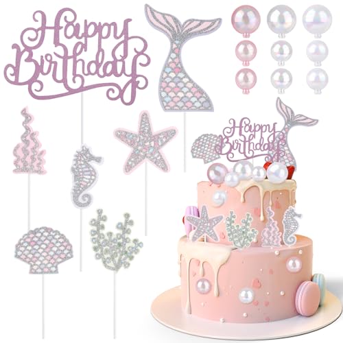 Tortendeko Geburtstag Set, 16 Stück Meerjungfrau Kuchen Deko, Meerjungfrau Tortendeko mit Rosa Kucheneinsatz und Tricolour Illusion Kugeln, Cake Topper Geburtstag für Deko Mädchen Geburtstagskuchen Tortendeko Geburtstag Set, 16 Stück Meerjungfrau Kuchen Deko, Meerjungfrau Tortendeko mit Rosa Kucheneinsatz und Tricolour Illusion Kugeln, Cake Topper Geburtstag für Deko Mädchen Geburtstagskuchen von TIANCONGYUN