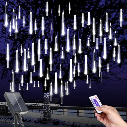 10 Röhren LED Meteorschauer Lichterkette Außen mit 240 LEDs, Fallende Regenlicht mit Fernbedienung, Garten LED Lichterkette Meteorschauer Regen Lichter für Party, Garten, Außen Dekoration (Weiß 10 Röhren LED Meteorschauer Lichterkette Außen mit 240 LEDs, Fallende Regenlicht mit Fernbedienung, Garten LED Lichterkette Meteorschauer Regen Lichter für Party, Garten, Außen Dekoration (Weiß von TIANHOO