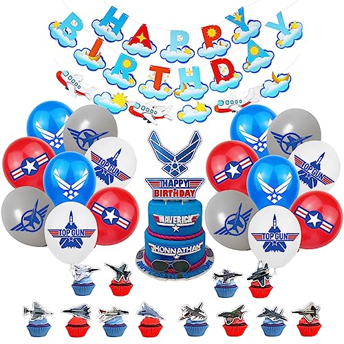 Flugzeug Geburtstag Dekorationen, Flugzeug Deko Luftballon, Flugzeug Geburtstagsdeko Set, Flugzeug Thema Luftballons für Cloud Plane Theme Birthday Party Decorations Supplies von TIANJZSUN