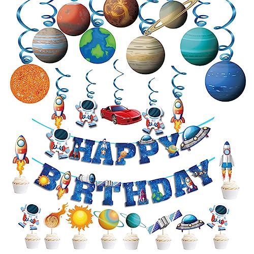 Weltraum-Party-Luftballons, Weltraum-Party-Dekoration, hängende Wirbel, Weltraum-Thema, Geburtstagsparty-Zubehör, Luftballons, Astronaut, Rakete, UFO, hängende Wirbel für Jungen, Kinder, Astronauten, von TIANJZSUN