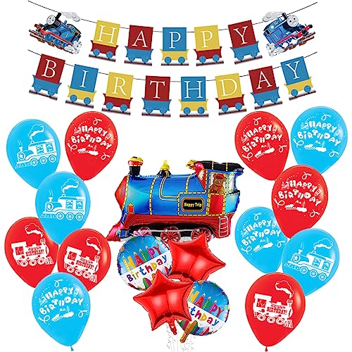 Zug Party Dekorationen, Zug Geburtstag Party Supplies Set, Eisenbahn Deko Geburtstag Ballon, Zug Geburtstag Banner, Zug Ballons für Dampfzug Geburtstagsparty von TIANJZSUN