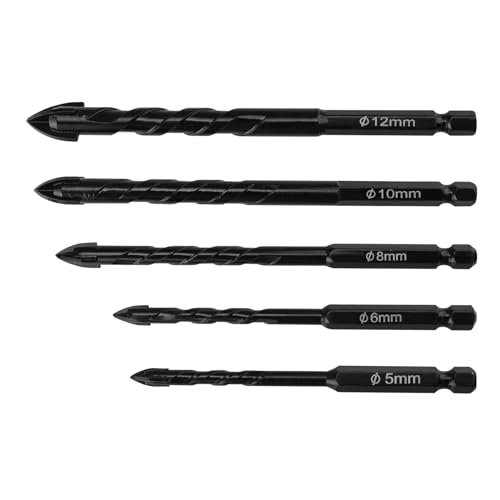 Glasbohrer Set, TIANLIN 5 Stück Fliesenbohrer Legierung, Keramikbohrer 5 Größen, Vierschneidiger Bohrer Einfaches Bohren Löchern, für Stein, Beton, Fliesen Glasbohrer Set, TIANLIN 5 Stück Fliesenbohrer Legierung, Keramikbohrer 5 Größen, Vierschneidiger Bohrer Einfaches Bohren Löchern, für Stein, Beton, Fliesen von TIANLIN