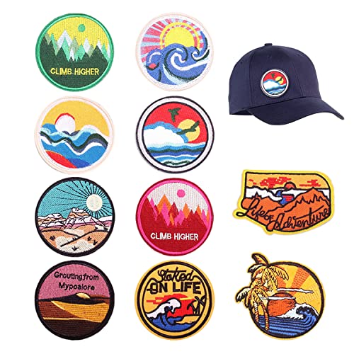 10 Stück Bügelflicken, Applikationen zum Aufbügeln, Stickflicken, Ozeanwellen-Emblem-Applikationen, Vintage-Patches für Rucksäcke, Kleidung, Basteldekorationen 10 Stück Bügelflicken, Applikationen zum Aufbügeln, Stickflicken, Ozeanwellen-Emblem-Applikationen, Vintage-Patches für Rucksäcke, Kleidung, Basteldekorationen von TIANNAIT