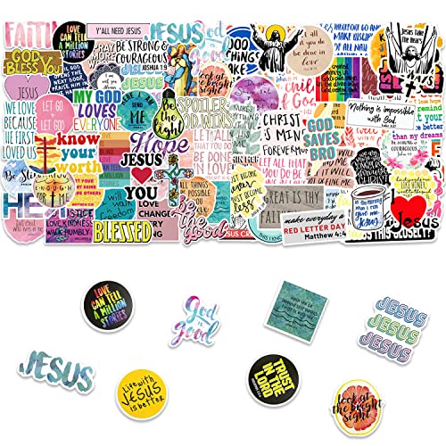 100 Stück Jesus-Aufkleber, Christliche Vinyl-Aufkleber, Wasserdicht für Laptops, Koffer, Skateboards, Kühlschränke, Wasserflaschen von TIANNAIT