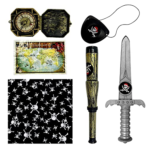 TIANNAIT 6 Piraten-Sets, Piratensäbel, Piratenbrille, Totenkopf-Stirnband, Simulations-Piratenrequisiten, Kinderspielzeug, Halloween-Dekoration, Themenparty-Dekoration, Karnevalsbedarf TIANNAIT 6 Piraten-Sets, Piratensäbel, Piratenbrille, Totenkopf-Stirnband, Simulations-Piratenrequisiten, Kinderspielzeug, Halloween-Dekoration, Themenparty-Dekoration, Karnevalsbedarf von TIANNAIT