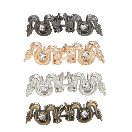 4 Paar Jeans Taillenspanner Drachenförmige Jeansknöpfe Pins Dekorative Taille Schnalle Abnehmbare Hosenknöpfe Pin von TIANQUXNGI