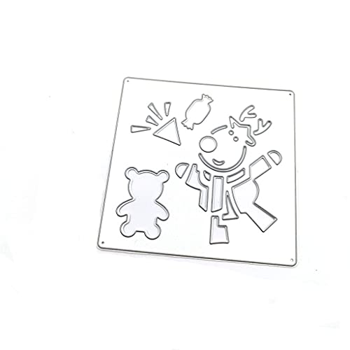 TIANQUXNGI Exquisite Stanzformen aus Karbonstahl, Cartoon-Weihnachts-Hirsch-Prägeschablone, Scrapbook-Prägepuzzle von TIANQUXNGI