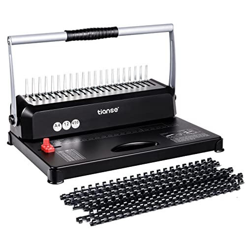TIANSE Bindemaschine, Bindegeräte, 21-Loch, 450 Blatt, 15 Blatt Stanzkapazität, Spiralbindemaschine mit Starter Kit 100 PCS 3/8 '' Kamm Bindung Stacheln, Spiralbindegerät Perfekt für Office Dokumente TIANSE Bindemaschine, Bindegeräte, 21-Loch, 450 Blatt, 15 Blatt Stanzkapazität, Spiralbindemaschine mit Starter Kit 100 PCS 3/8 '' Kamm Bindung Stacheln, Spiralbindegerät Perfekt für Office Dokumente von TIANSE