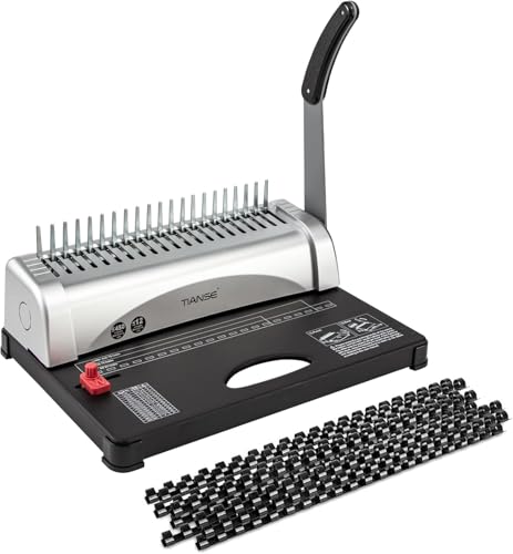 TIANSE Bindemaschine, Bindegeräte, 21-Loch, 450 Blatt, Spiralbindung Maschine mit Starter Kit 100 PCS 3/8 '' Kamm Bindung Stacheln, Kamm Bindemaschine Perfekt für tägliche Office-Dokumente. MEHRWEG TIANSE Bindemaschine, Bindegeräte, 21-Loch, 450 Blatt, Spiralbindung Maschine mit Starter Kit 100 PCS 3/8 '' Kamm Bindung Stacheln, Kamm Bindemaschine Perfekt für tägliche Office-Dokumente. MEHRWEG von TIANSE