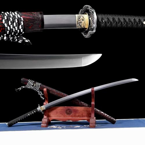 103cm handgefertigtes Katana,Klinge aus Federstahl und Handschutz aus Zinklegierung,Scheide aus massivem Holz mit Spritzlack,echtes Samurai Swords zum Spielen,Rollenspiel,Heimdekoration,Kendo-Training 103cm handgefertigtes Katana,Klinge aus Federstahl und Handschutz aus Zinklegierung,Scheide aus massivem Holz mit Spritzlack,echtes Samurai Swords zum Spielen,Rollenspiel,Heimdekoration,Kendo-Training von TIANTAO