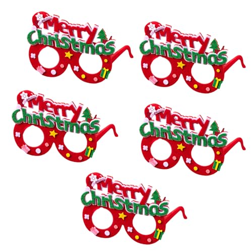 TIAOWU Brillenrahmen für Weihnachten, festlich, Party, 5 Stück, Cartoon-Brillenrahmen-Set für Kinder und Erwachsene, festliche Feiertagsdekorationen von TIAOWU