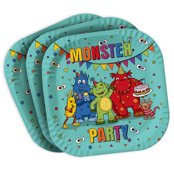 Monster Partyteller, 8 Stk, 23cm x 23cm von TIB Heyne & Co. GmbH