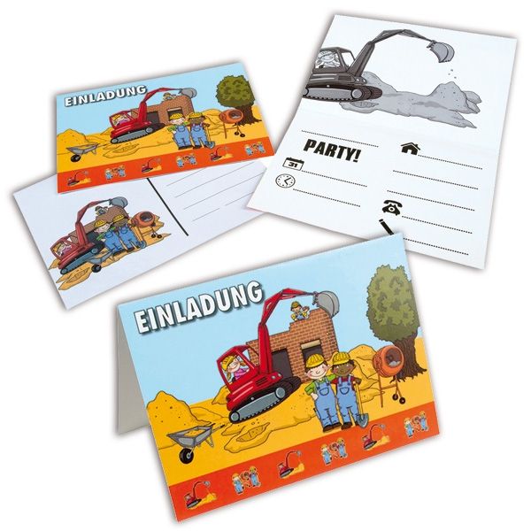 Baustelle Einladungskarten für Bauarbeiter Mottoparty im 8er Pack Baustelle Einladungskarten für Bauarbeiter Mottoparty im 8er Pack von TIB Heyne