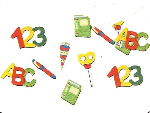 tib 15093 gemischte Designs Back to School Holzdeko Konfetti Set mit 12 Stück, Mehrfarbig, Einheitsgröße von tib