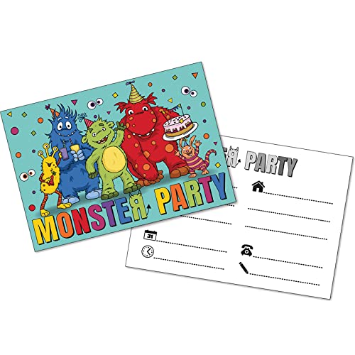 TIB Heyne 8 Einladungen * LUSTIGE Monster * für Kindergeburtstag und Mottoparty | Kinder Geburtstag Party Invites Einladungskarten von TIB Heyne