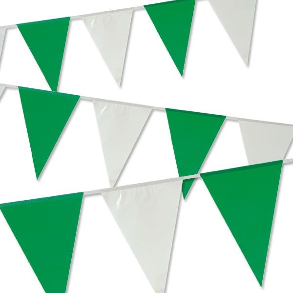 Wimpelkette in Grün/Weiß 10m lang, für drinnen und draußen, aus PVC von TIB Heyne