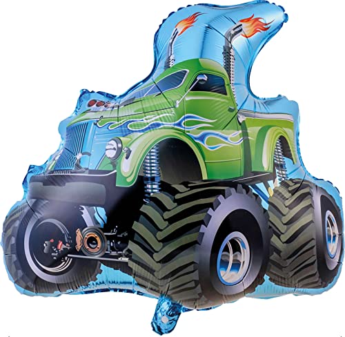 TIB Heyne XL Folienballon * MONSTERTRUCK als Deko für Kindergeburtstag und Truck-Party | 71x62cm Luft Helium Monster Dinos Kinder Geburtstag Ballon Dekoration Folienballons, 17595 von TIB Heyne