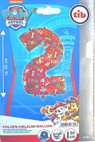 TIB Heyne XXL Paw Patrol Folienballon * ZAHL 2 * als Deko für Kindergeburtstag und Party | 90cm | für Luft und Helium | Hunde Skye Kinder Geburtstag Ballon Dekoration Folienballons, 17704 von TIB Heyne