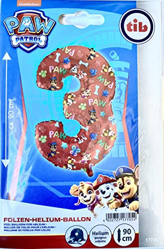TIB Heyne XXL Paw Patrol Folienballon * ZAHL 3 als Deko für Kindergeburtstag und Party | 90cm Luft Helium Hunde Skye Kinder Geburtstag Ballon Dekoration Folienballons, 17705 TIB Heyne XXL Paw Patrol Folienballon * ZAHL 3 als Deko für Kindergeburtstag und Party | 90cm Luft Helium Hunde Skye Kinder Geburtstag Ballon Dekoration Folienballons, 17705 von TIB Heyne