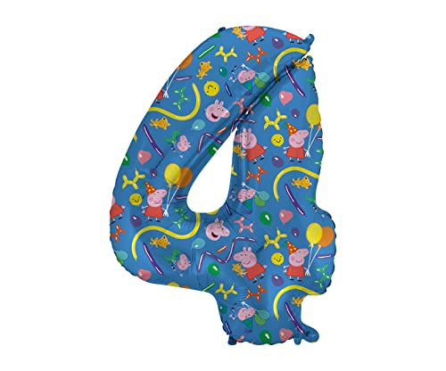 XXL Peppa Pig Folienballon * ZAHL 4 * als Deko für Kindergeburtstag und Party | 90cm | für Luft und Helium | Wutz George Kinder Geburtstag Ballon Dekoration Folienballons XXL Peppa Pig Folienballon * ZAHL 4 * als Deko für Kindergeburtstag und Party | 90cm | für Luft und Helium | Wutz George Kinder Geburtstag Ballon Dekoration Folienballons von TIB Heyne
