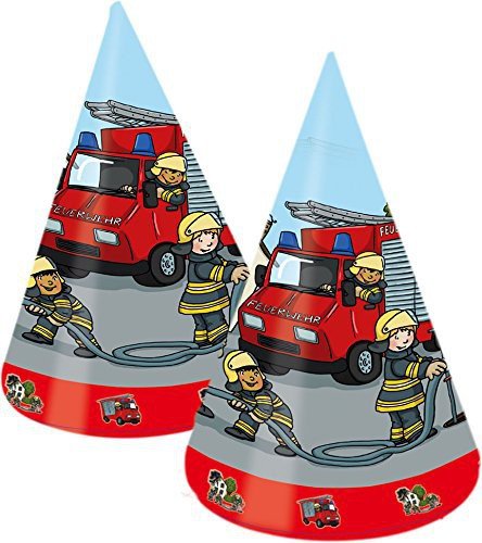 tib 19504 Partyhüte Feuerwehr 8-teilig, mehrfarbig, Einheitsgröße von TIB