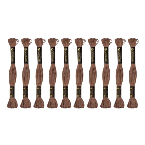 12 Knäuel hochwertiges ägyptisches Stickgarn, je 9 Meter, ägyptische Langfaser-Baumwolle, Kreuzstichgarn für Stickprojekte, Armbänder, 12 Knäuel (12, helles Kaffee) von TIBOO DAY