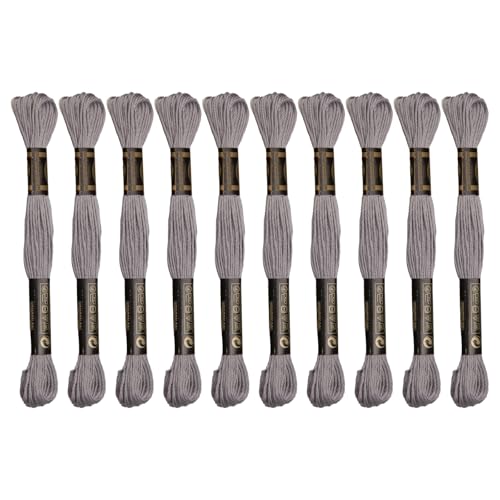 12 Knäuel hochwertiges ägyptisches Stickgarn, je 9 Meter, ägyptische Langfaser-Baumwolle, Kreuzstichgarn für Stickprojekte, Armbänder (12, Grau) von TIBOO DAY