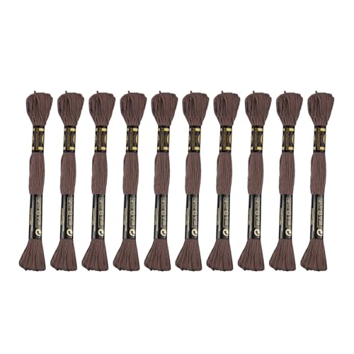 12 Knäuel hochwertiges ägyptisches Stickgarn, je 9 Meter, ägyptische Langfaser-Baumwolle, Kreuzstichgarn für Stickprojekte, Armbänder (12, Kaffee) von TIBOO DAY