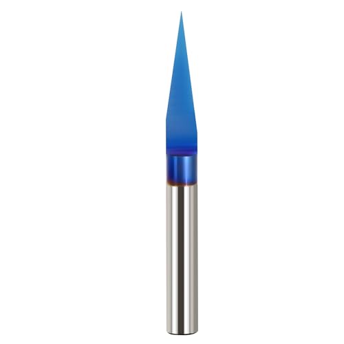 15-Grad-V-Nutfräser, Schnitz-Bit, V-Werkzeug, Carving-CNC-Werkzeuge mit Nano-Blau beschichtetem 6,35 mm Schaft, Schnittdurchmesser für CNC-Holzschnitzerei, Fräsen, Gravieren und Anfasen von von TIBOO DAY