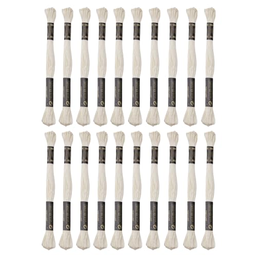 24 Knäuel Stickgarn aus 100 % ägyptischer Langfaser-Baumwolle mit je 8 m pro Baumwoll-Kreuzstichgarn für Handstickerei, DIY-Kreation und Freundschaftsarmbandschnur. (24, beige) von TIBOO DAY