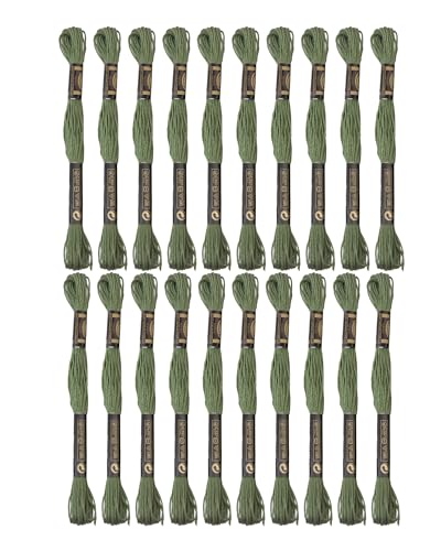 24 Knäuel Stickgarn aus 100 % ägyptischer Langfaser-Baumwolle mit je 8 m pro Baumwoll-Kreuzstichgarn für Handstickerei, DIY-Kreation und Freundschaftsarmbandschnur. (24, dunkelgrün) von TIBOO DAY