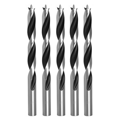 Brad Point Holzbohrer für Holzbearbeitung, 5,5 mm Durchmesser, Brad Point Bohrer, Kohlenstoffstahl, metrische Brad Point-Bohrer mit Doppelrillen-Design für weiche und harte Hölzer, MDF-Acryl, 5 Stück von TIBOO DAY