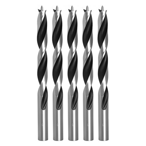 Brad Point Holzbohrer für Holzbearbeitung, 6 mm Durchmesser, Brad Point Bohrer, Kohlenstoffstahl, metrische Brad Point-Bohrer mit Doppelrillen-Design für weiche und harte Hölzer, MDF-Acryl, 5 Stück von TIBOO DAY