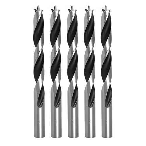 Brad Point Holzbohrer für Holzbearbeitung, 8 mm Durchmesser, Brad Point Bohrer, Karbonstahl, metrische Zopfspitzenbohrer mit Doppelrillen-Design für weiche und harte Hölzer, MDF-Acryl, 5 Stück von TIBOO DAY