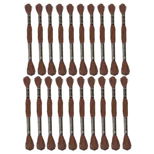 Stickgarn aus 100 % ägyptischer Langfaser-Baumwolle, 24 Knäuel, Kreuzstichgarn für Handstickerei, DIY-Kreation und Freundschaftsarmbänder, 24 Stück, Braun von TIBOO DAY